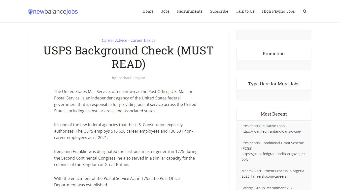 USPS Background Check (MUST READ) - NewBalancejobs